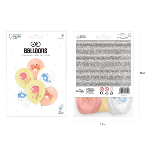 Balony dekoracja zwierzęta morskie krab mix 6x